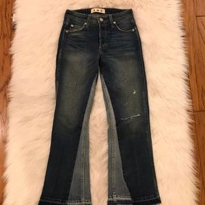 AMO reworked mid-rise, kick-flare jeans